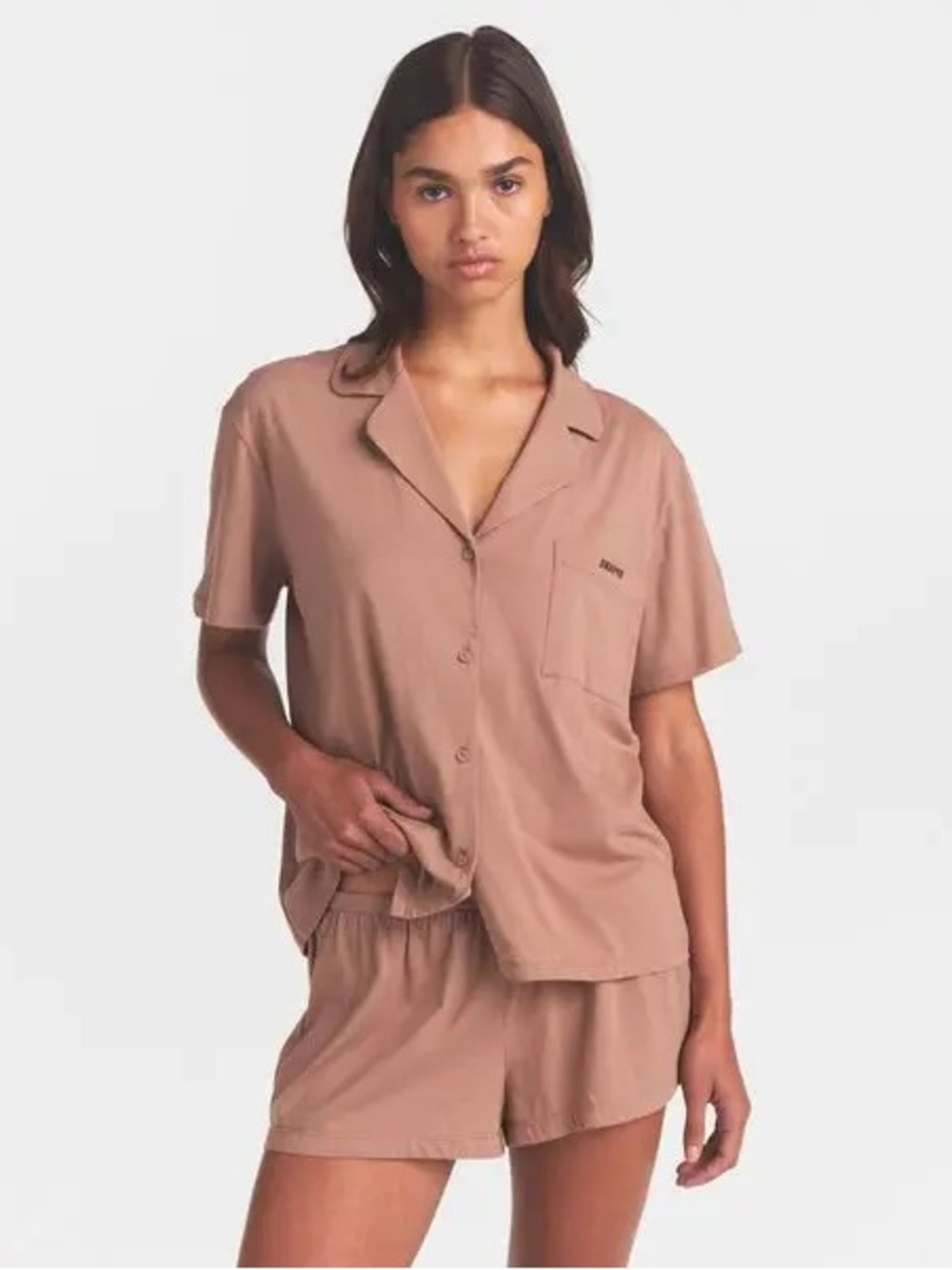 NWT SKIMS ORGANIC COTTON SLEEP Short Sleeve Set Sienna